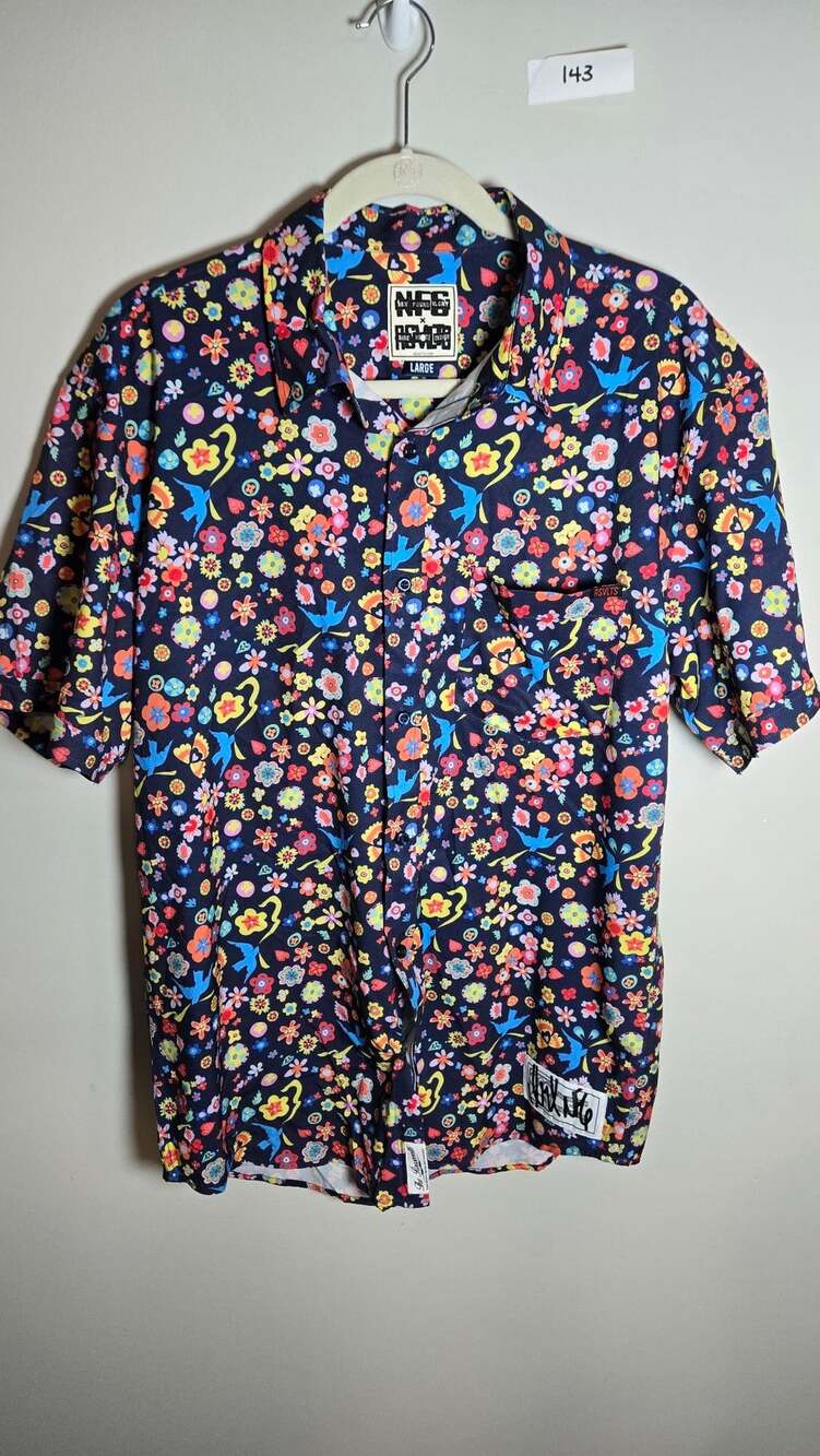 RSVLTS x New Found Glory El Mantel All-Day Polo Size Large Floral Short Sleeve
